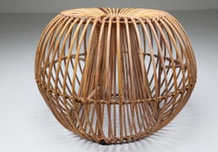 Mid-Century Modern Franco Albini Style Wicker Ottoman, Stool or Side Table