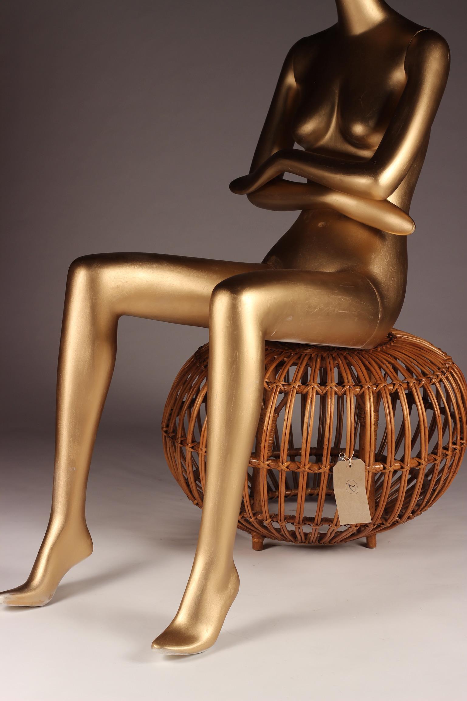 Osier Pouf, tabouret ou table d'appoint ModWicker du milieu du siècle 'D' en vente