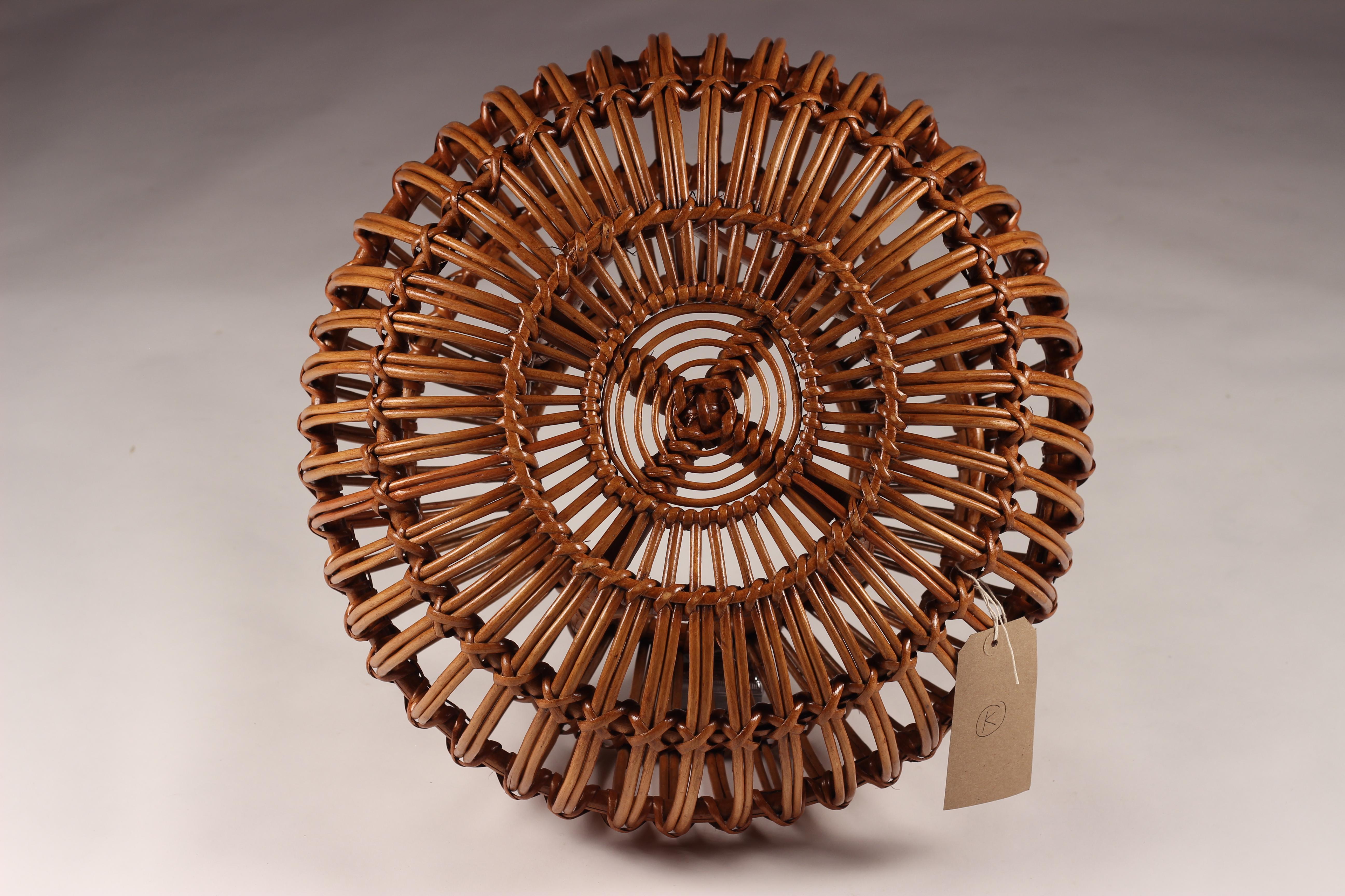 Mid-Century Modern Wicker Ottoman, Stool or Side Table 2