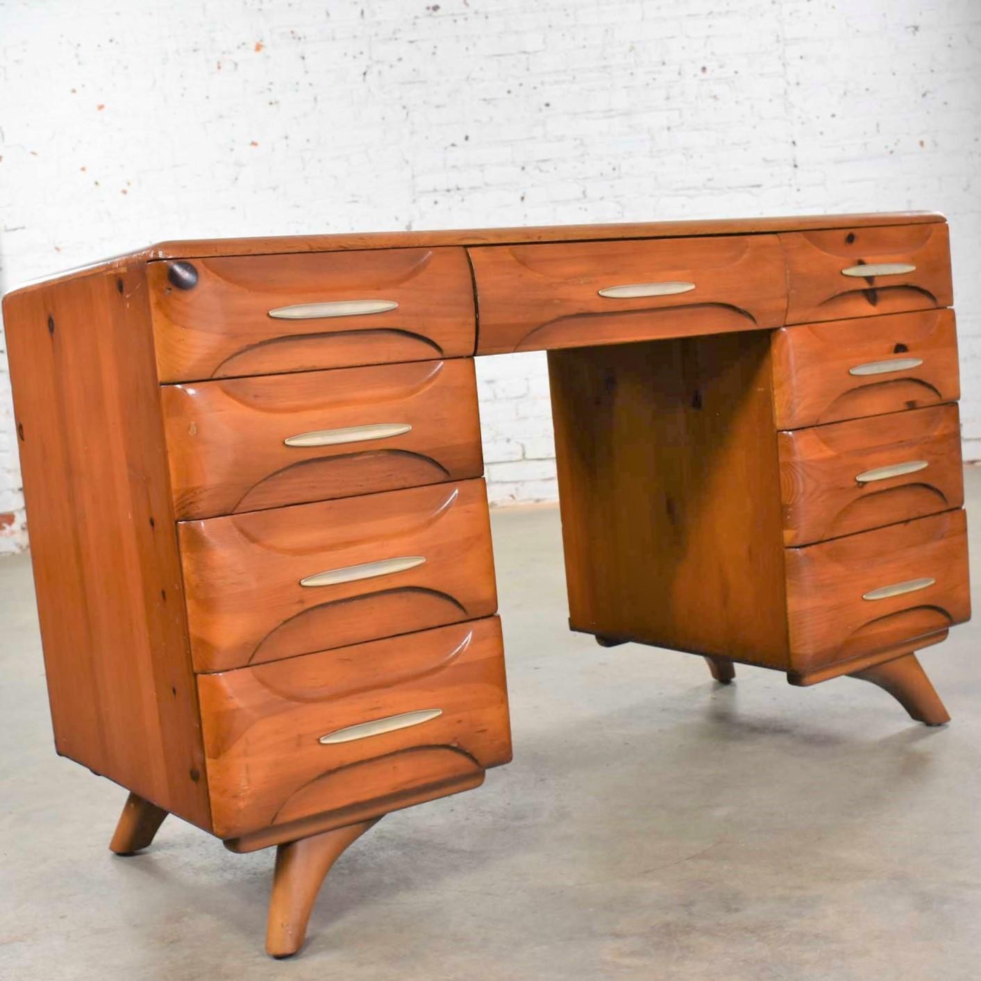 double pedestal pine desk