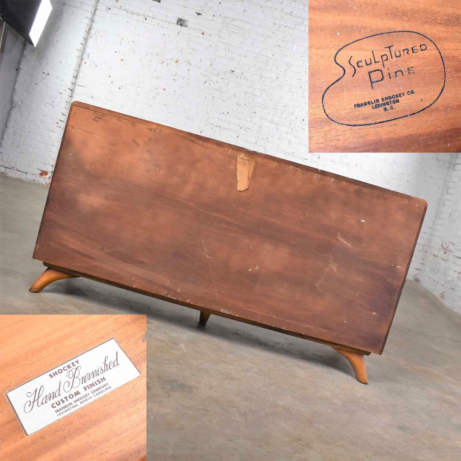 Mid-Century Modern Franklin Shockey Sculpted Pine Low Double Dresser or Credenza 6