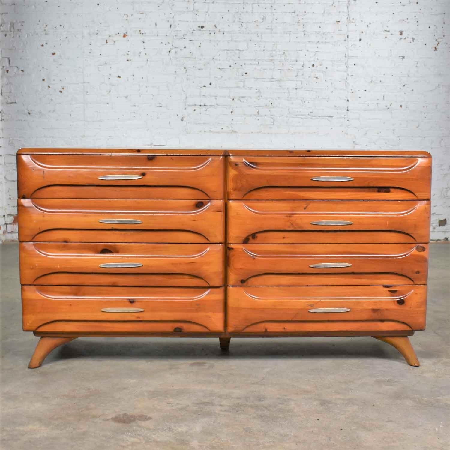 Mid-Century Modern Franklin Shockey Sculpted Pine Low Double Dresser or Credenza 1