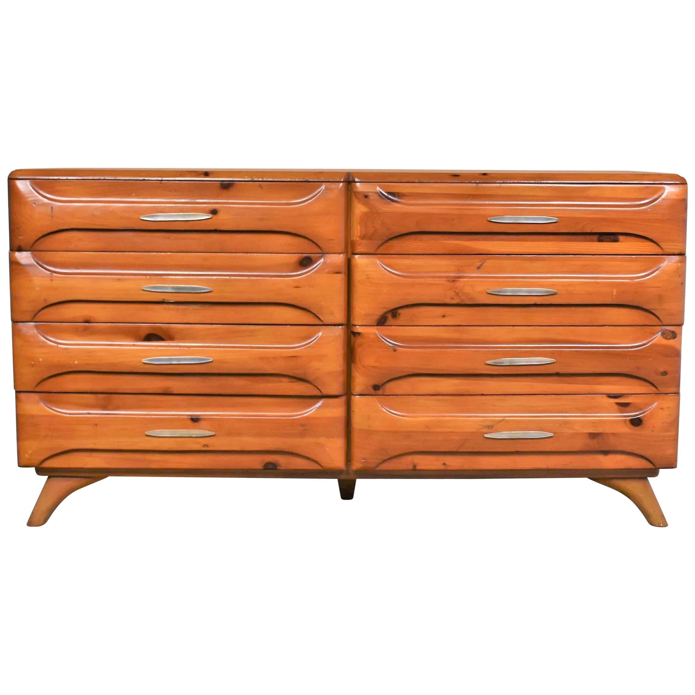 Mid-Century Modern Franklin Shockey Sculpted Pine Low Double Dresser or Credenza