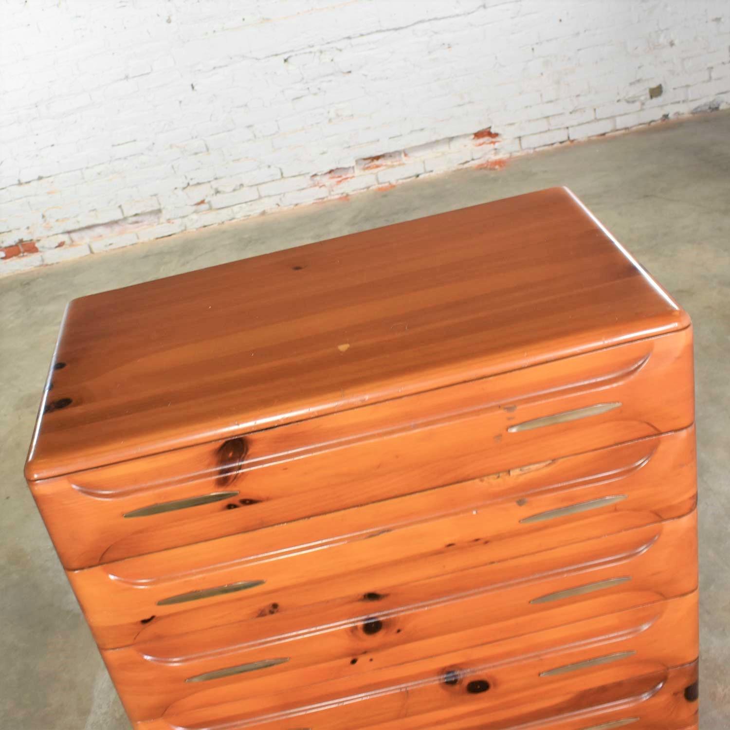 20th Century Mid-Century Modern Franklin Shockey Sculpted Pine Tall Chest of Drawers