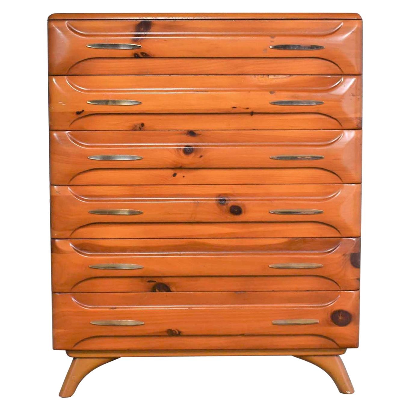 Mid-Century Modern Franklin Shockey Sculpted Pine Tall Chest of Drawers