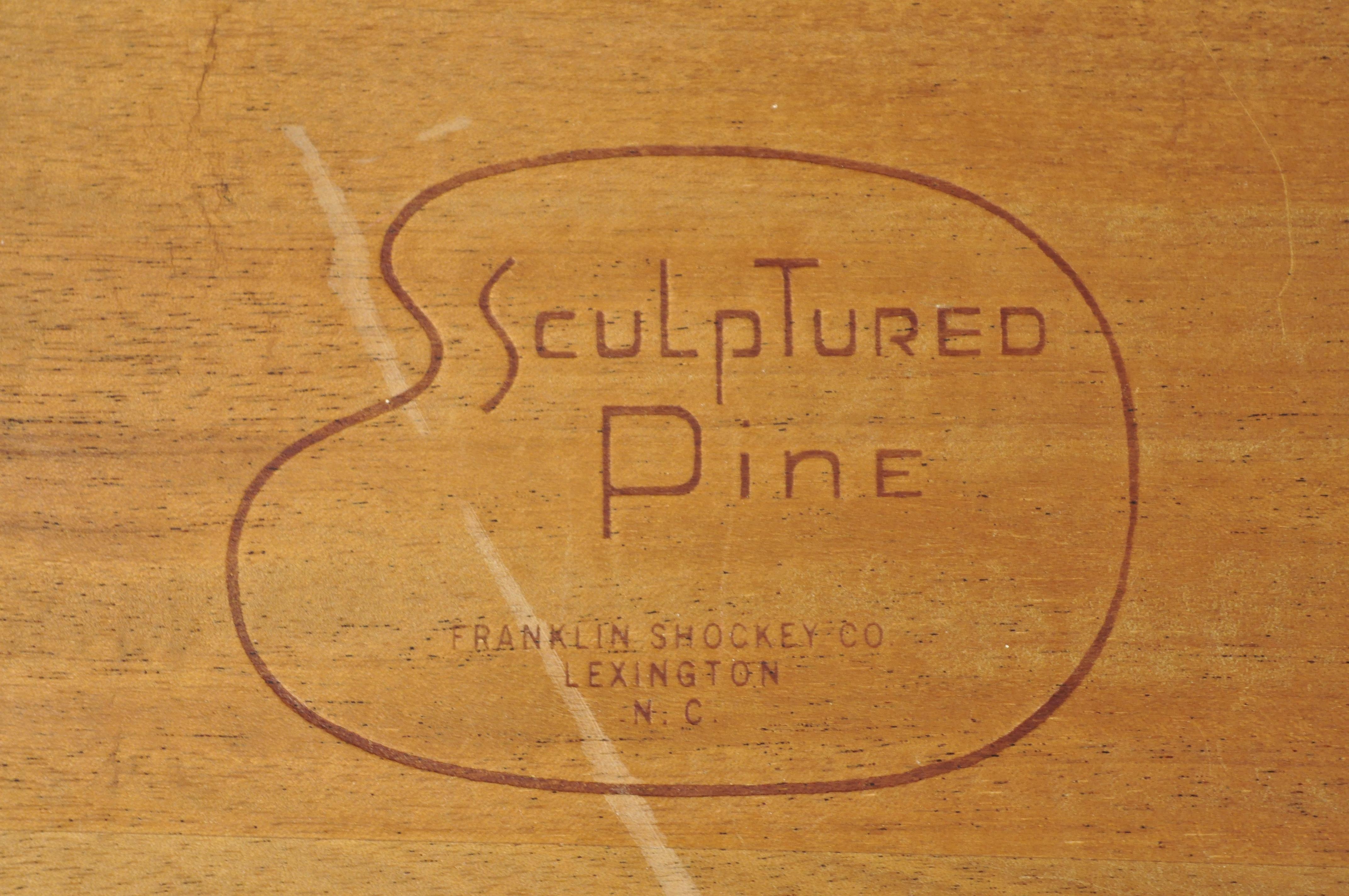 Mid-Century Modern Franklin Shockey Sculptured Pine Wood 6-Drawer Chest Dresser 3