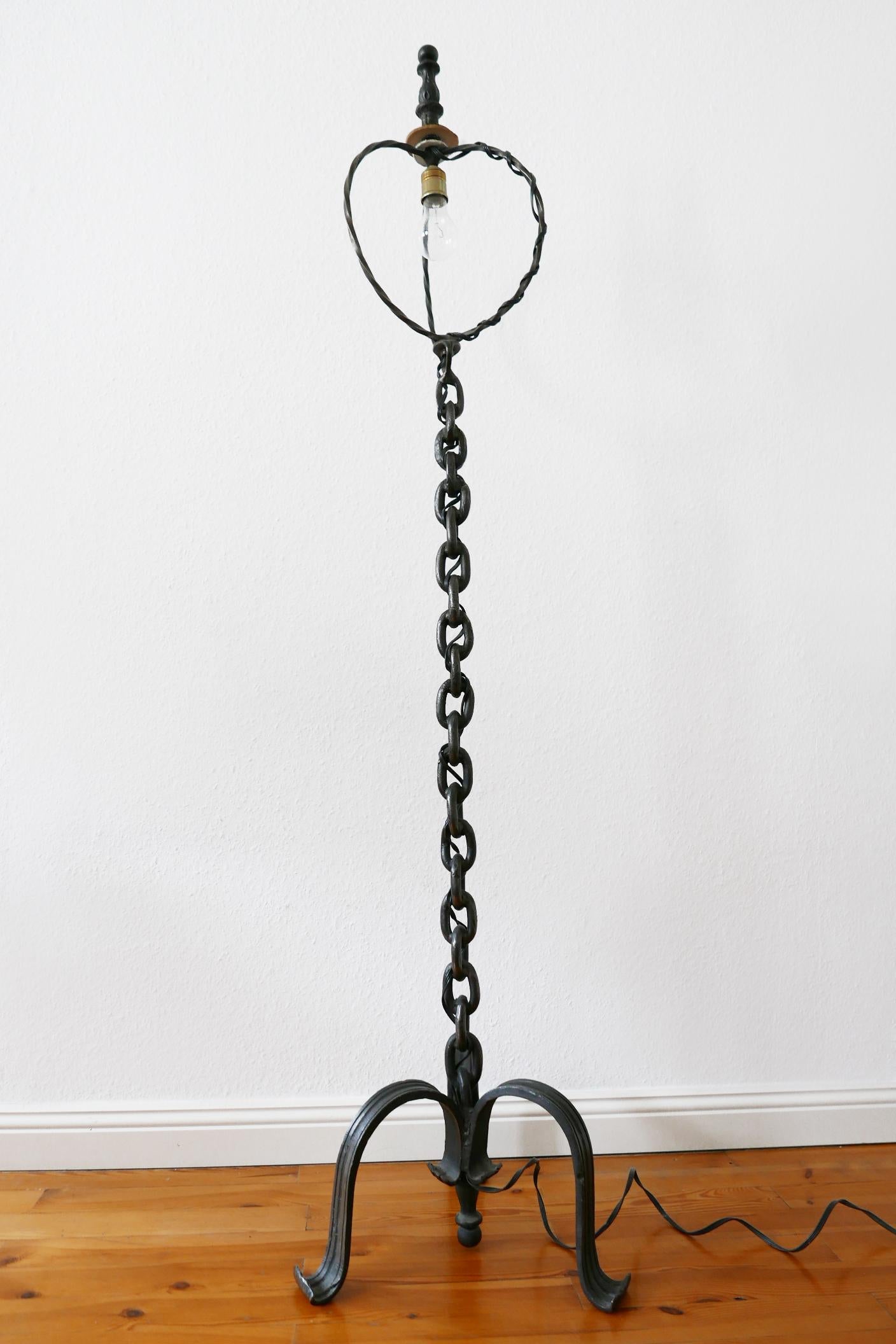 Mid-Century Modern Franz West Style Wrought Iron Chain Floor Lamp 1960s, Germany For Sale 8