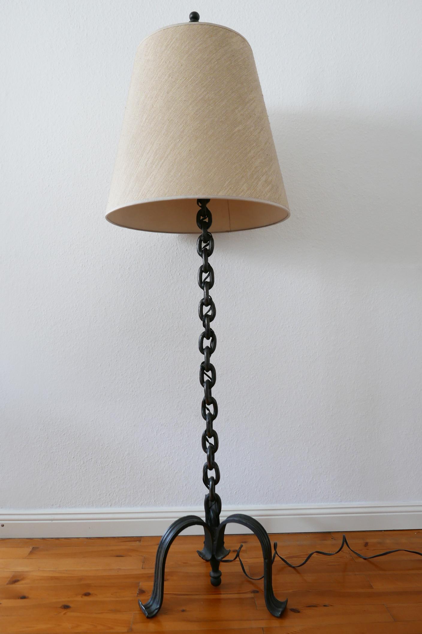Jute Mid-Century Modern Franz West Style Wrought Iron Chain Floor Lamp 1960s, Germany For Sale