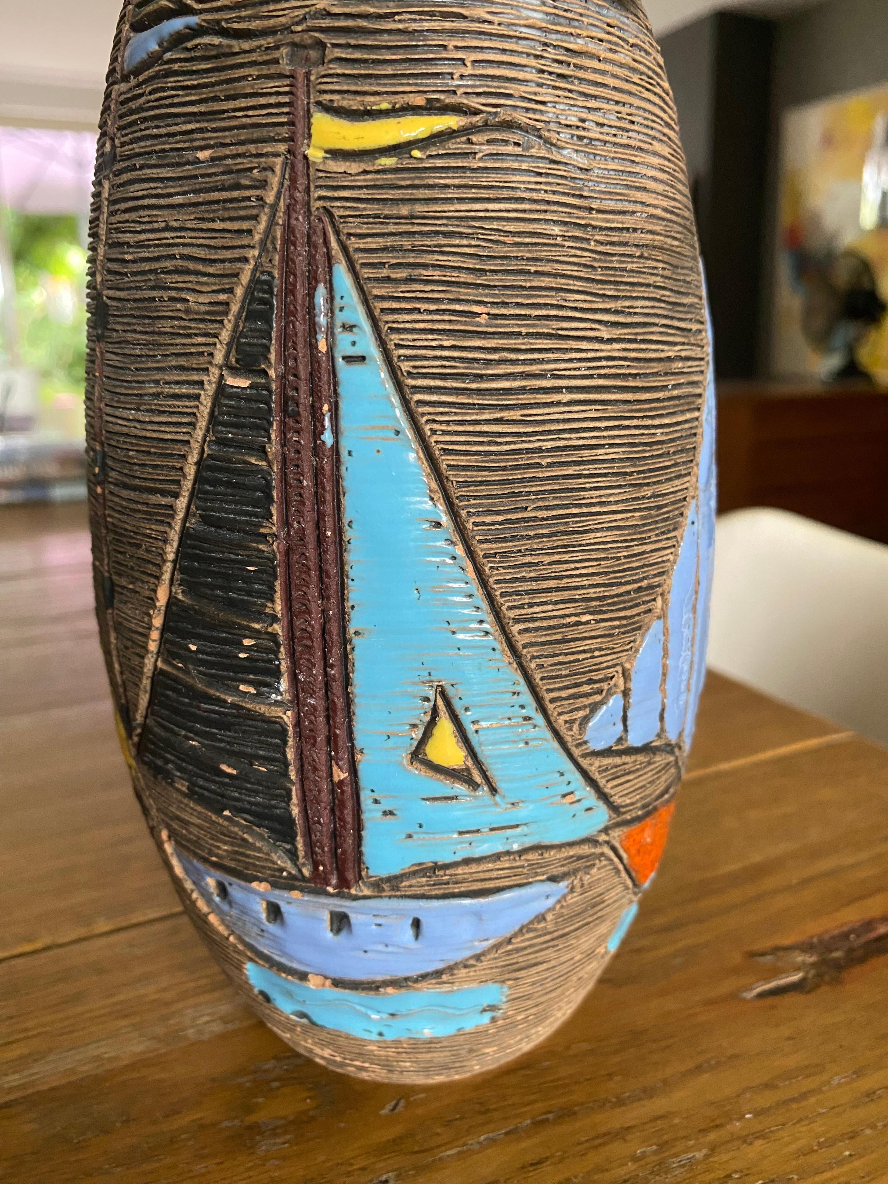 Hand-Painted Mid-Century Modern Fratelli Fanciullacci Italy Vase