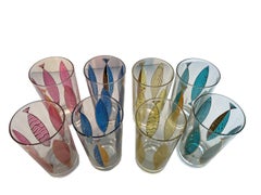 Mid-Century Modern Fred Press 'Gold Fish' Glasses with Translucent Colored Fish