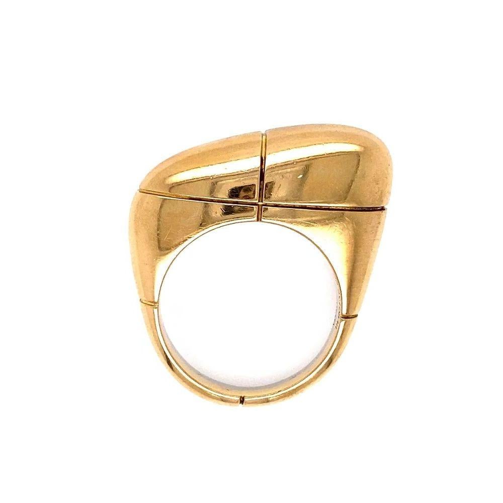 Vintage Mid Century Modern Signed Designer FRED Paris Gold Dome Bean Ring. Hand crafted in 2-Tone 18 Karat Yellow and White Gold. Signed: FRED. Measuring approx. 0.98