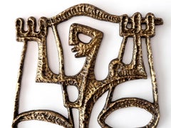 Mid Century Modern Frederic Weinberg Abstract Bronze Libra Zodiac Wall Sculpture