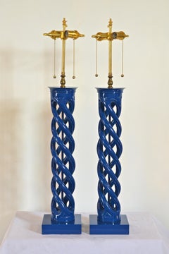 Mid-Century Modern Frederick Cooper Double Helix Form Lamps, a Pair