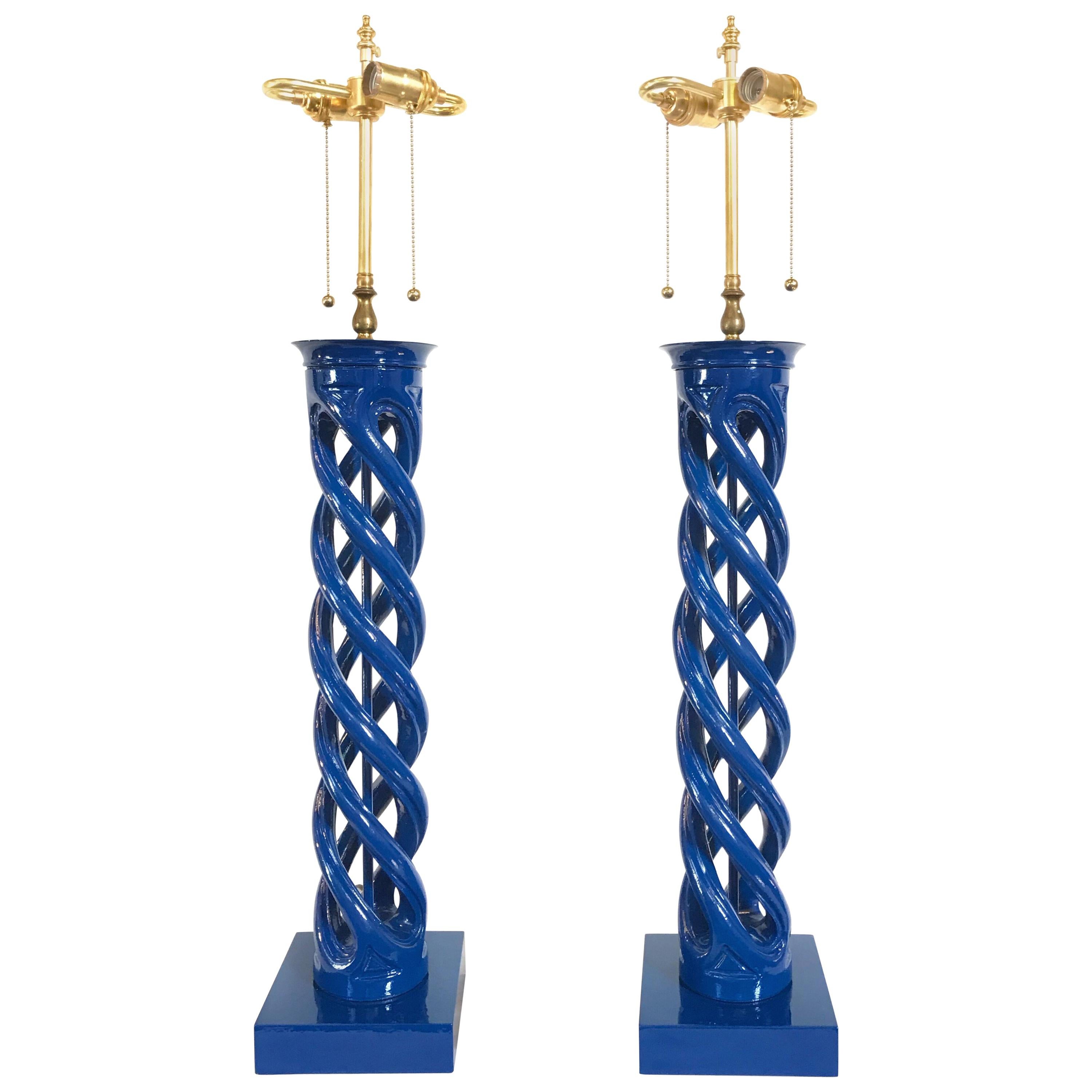 Mid-Century Modern Frederick Cooper Double Helix Form Lamps, a Pair For Sale