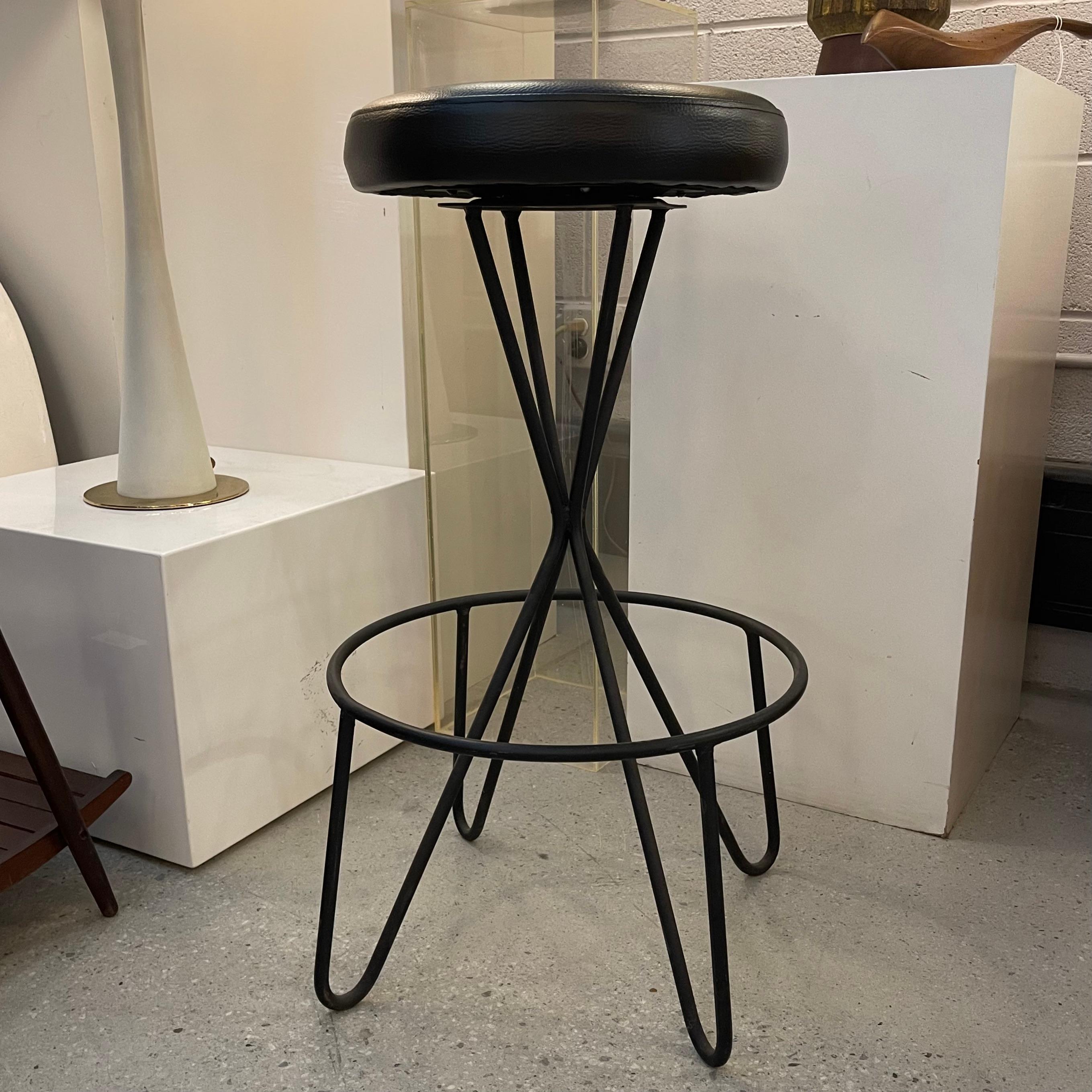 mid century vinyl wrought iron stool swirls