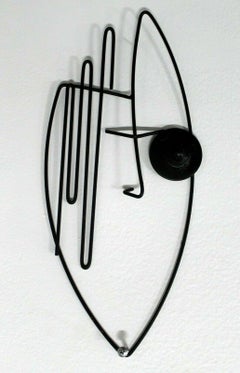 Mid-Century Modern Frederick Weinberg Face Metal Wire Sculpture