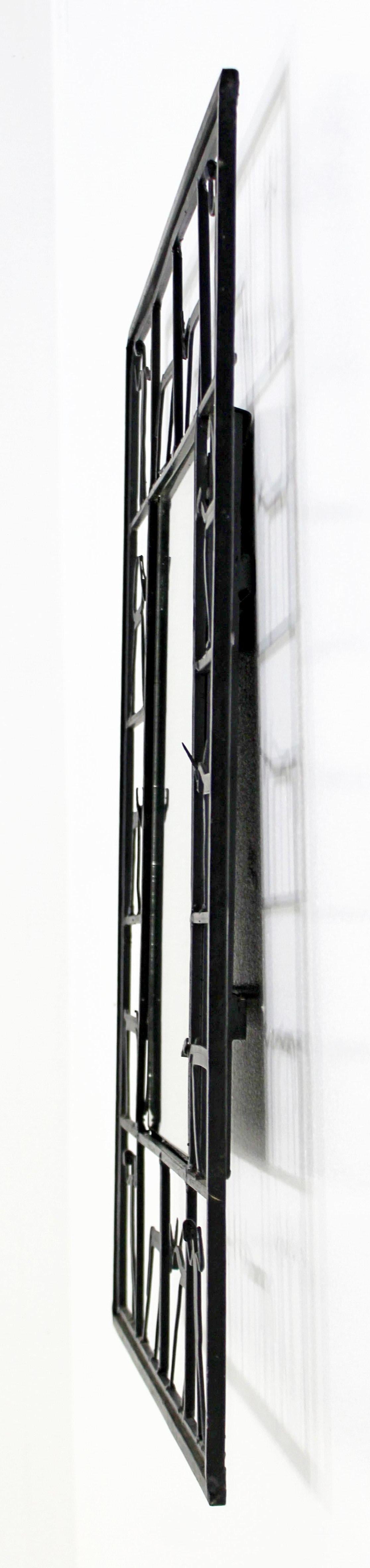 American Mid-Century Modern Frederick Weinberg Iron Animal Figure Motif Wall Mirror 1950s