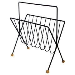 Mid-Century Modern Frederick Weinberg Iron Magazine Rack, 1950s