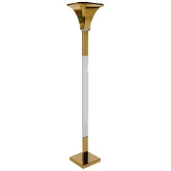 Mid-Century Modern Fredrick Ramond Hollywood Regency Lucite and Brass Floor Lamp