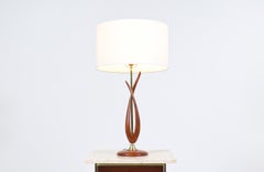 Expertly Restored - Mid-Century Modern Free-Form Walnut Table Lamp