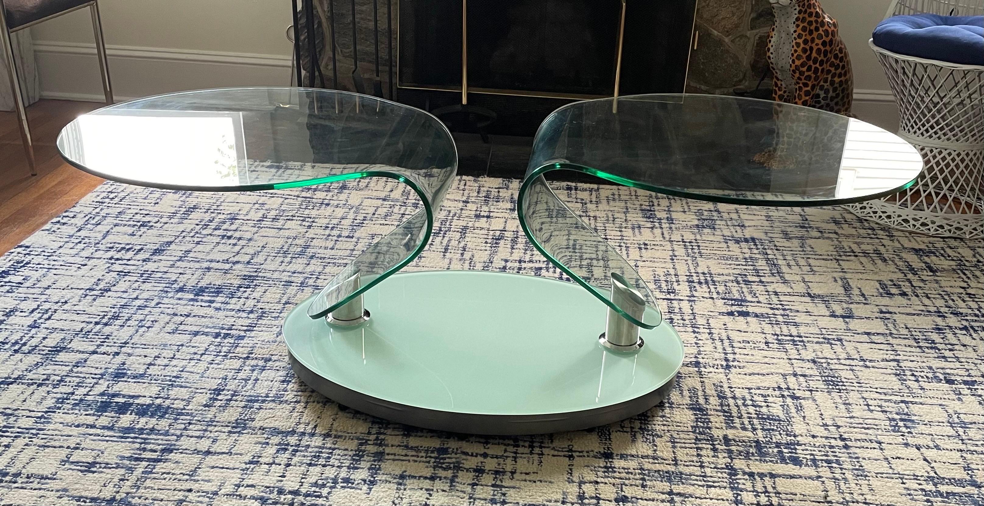 glass swivel table