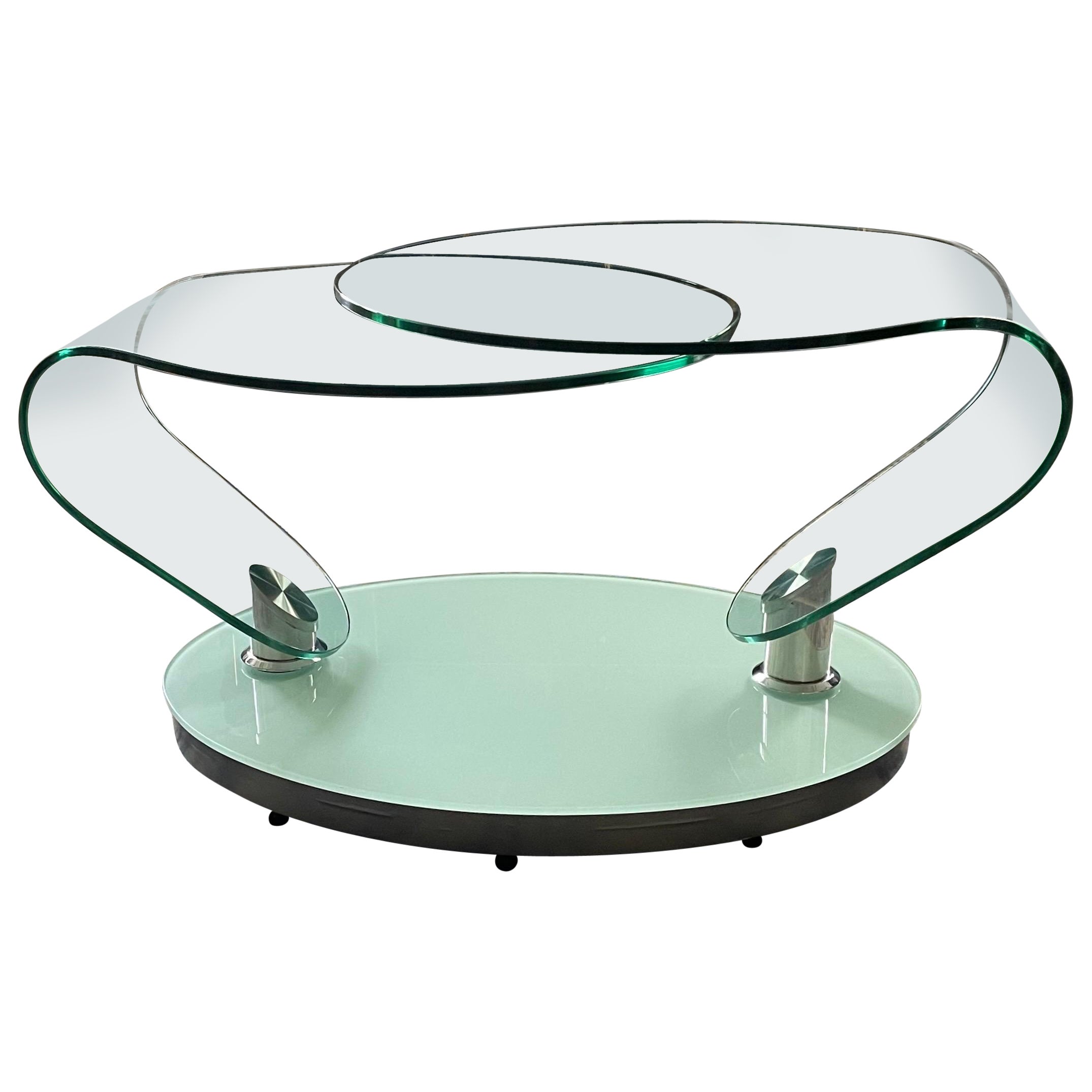 Mid-Century Modern Free Form Swivel Glass Top Coffee Table For Sale