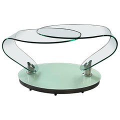Retro Mid-Century Modern Free Form Swivel Glass Top Coffee Table