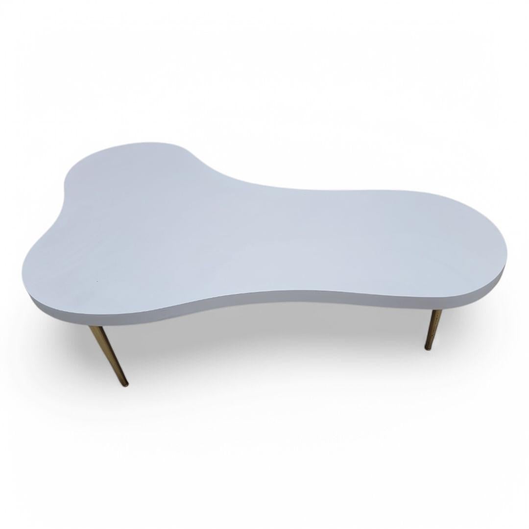 Mid-Century Modern Mid Century Modern Free Form T.H. Robsjohn-Gibbings Brass Leg Cloud Coffee Table For Sale