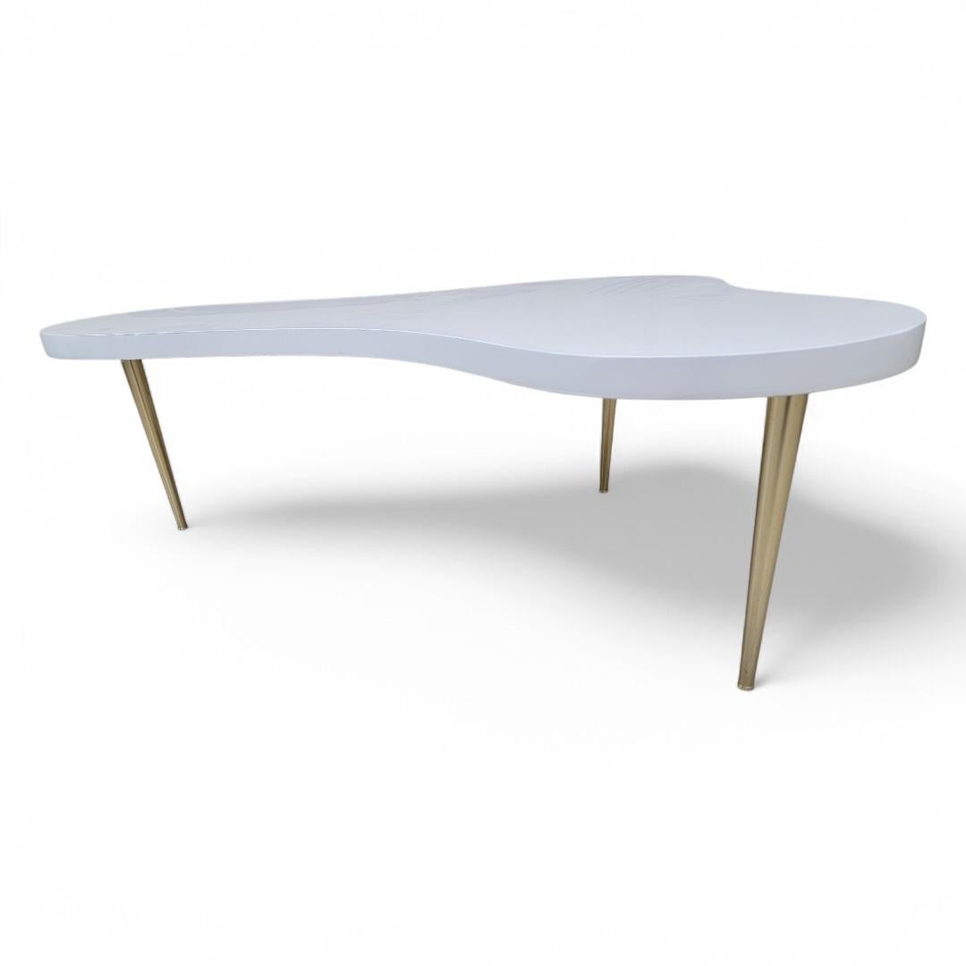 American Mid Century Modern Free Form T.H. Robsjohn-Gibbings Brass Leg Cloud Coffee Table For Sale