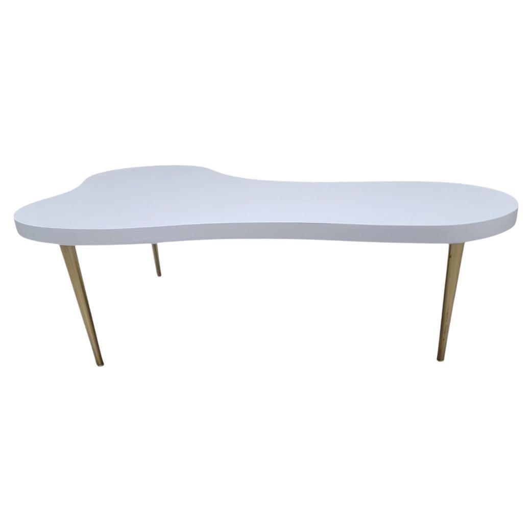 Mid Century Modern Free Form T.H. Robsjohn-Gibbings Brass Leg Cloud Coffee Table For Sale