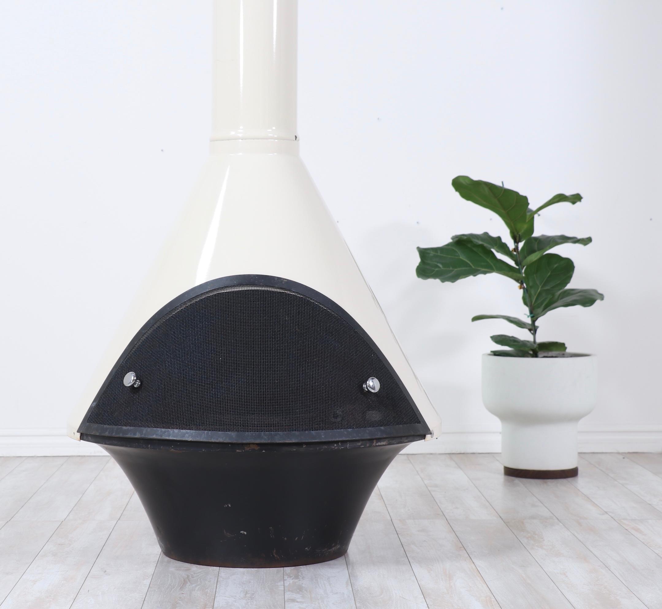 American Mid-Century Modern Free-Standing Fire Place