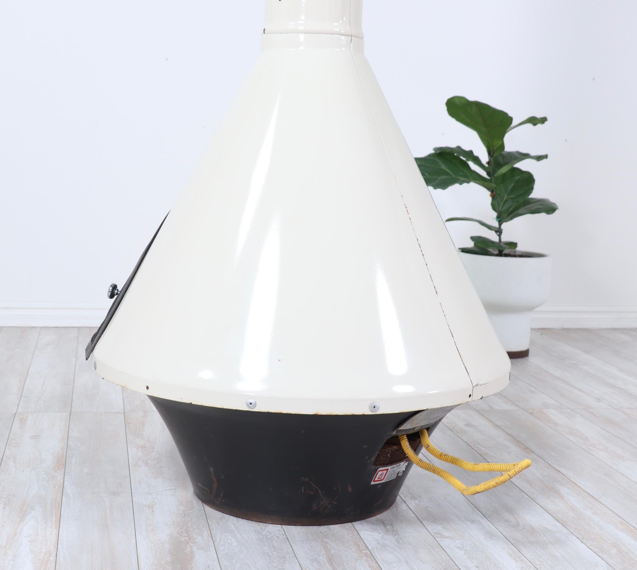 Enameled Mid-Century Modern Free-Standing Fire Place