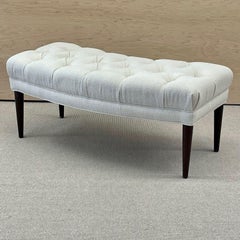 Mid-Century Modern Freeform Tufted Bench, American Designer, Ebony Wood, Bouclé