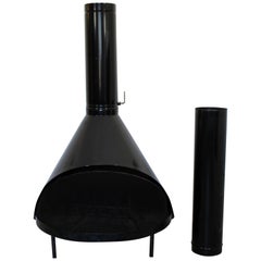Used Mid-Century Modern Freestanding Black Metal Cone Fireplace Chimney, 1960s