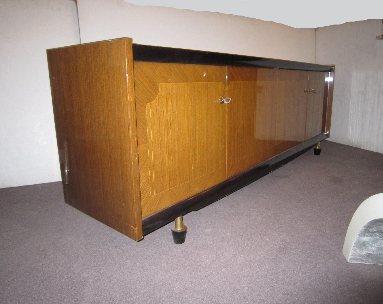 Mid-Century Modern French 1960s Long, Low Cabinet, Ameublement NF For Sale 6