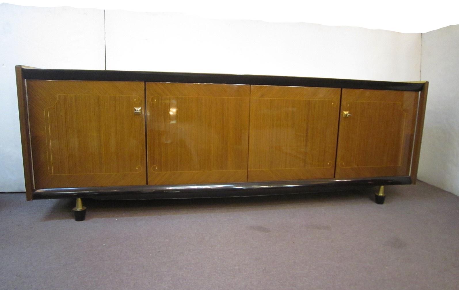Mid-Century Modern French 1960s Long, Low Cabinet, Ameublement NF For Sale 7