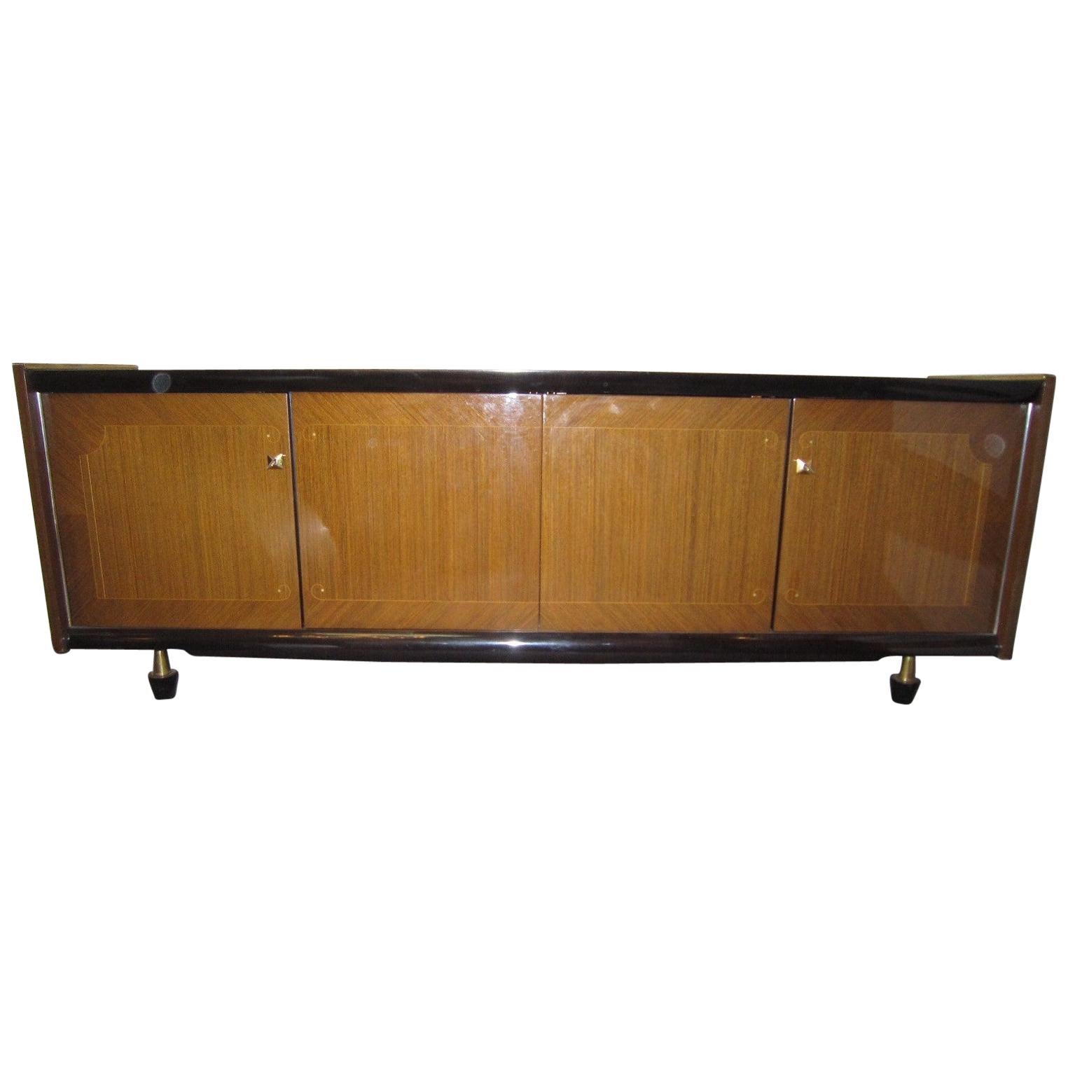 Mid-Century Modern French 1960s Long, Low Cabinet, Ameublement NF For Sale