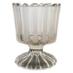 Mid-Century Modern French Baccarat Crystal Glass Pedestal Serving Piece Dish