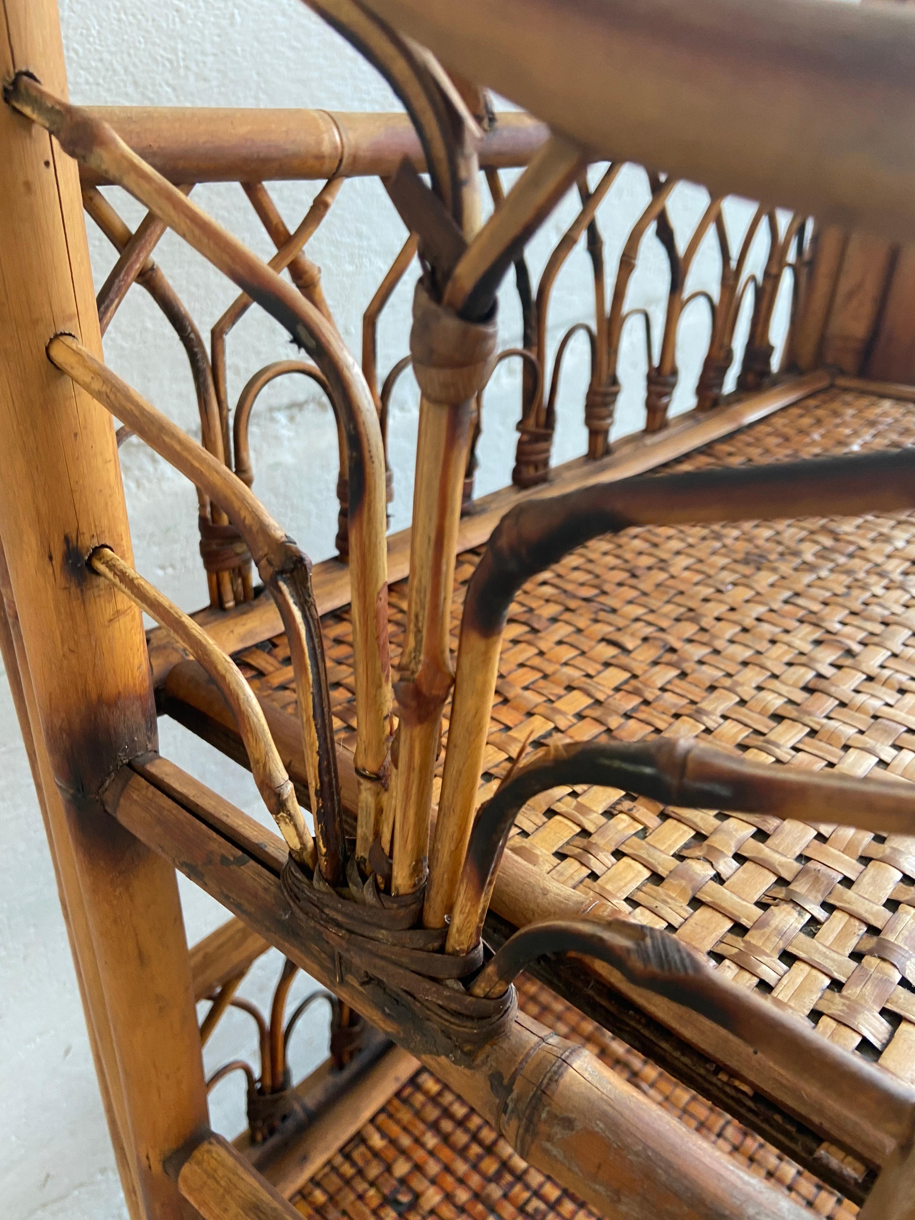 Mid-Century Modern French Bamboo and Rattan Folding Étagère, 1960s For Sale 3
