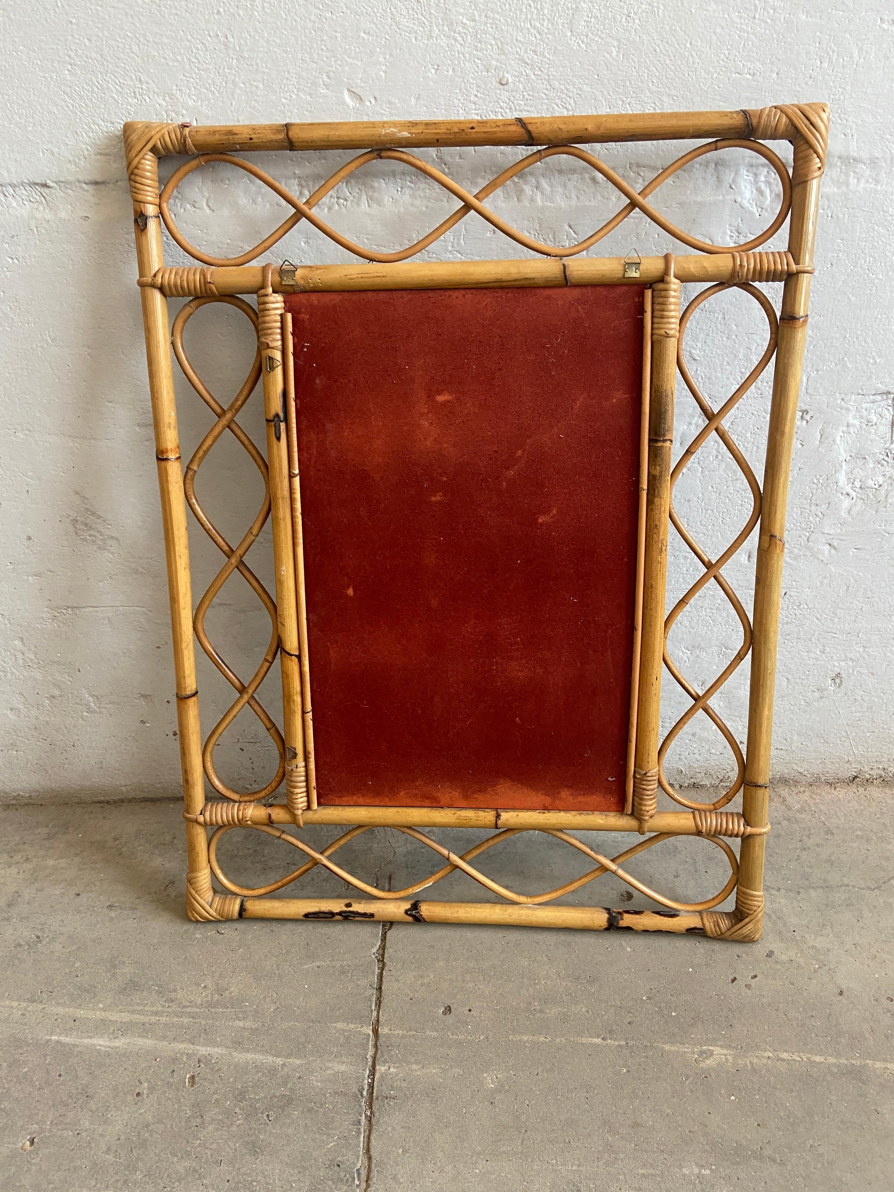 Mid-Century Modern French Bamboo Framed Mirror, 1970s 2