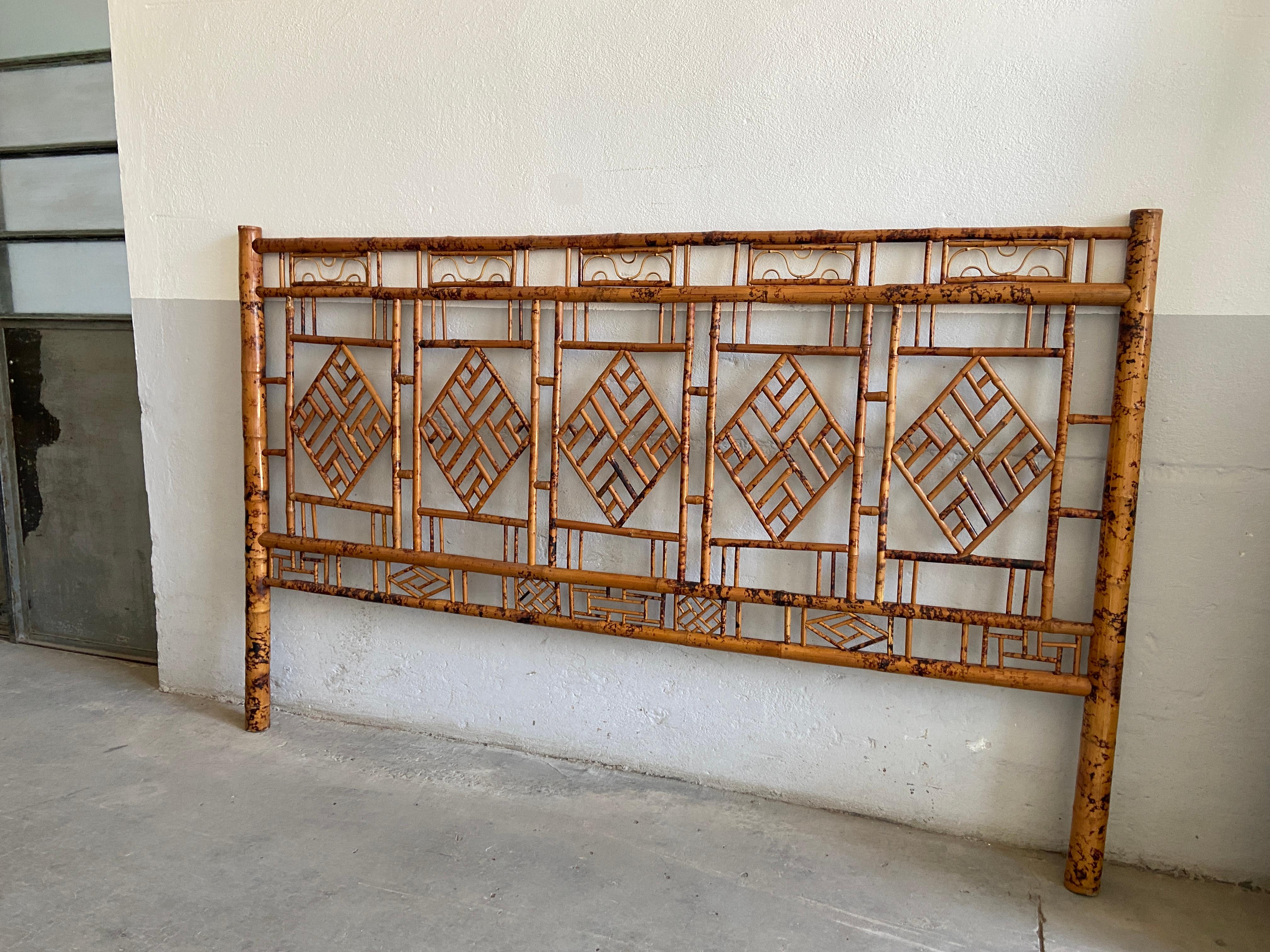 Mid-20th Century Mid-Century Modern French Bamboo Headboard, 1960s For Sale
