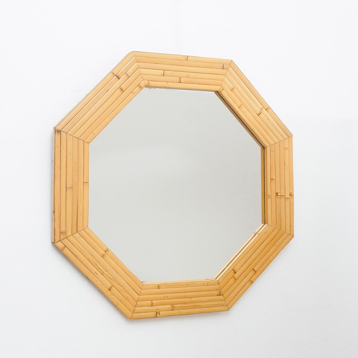 Mid-Century Modern French Bamboo Mirror, circa 1960  In Good Condition In Barcelona, Barcelona