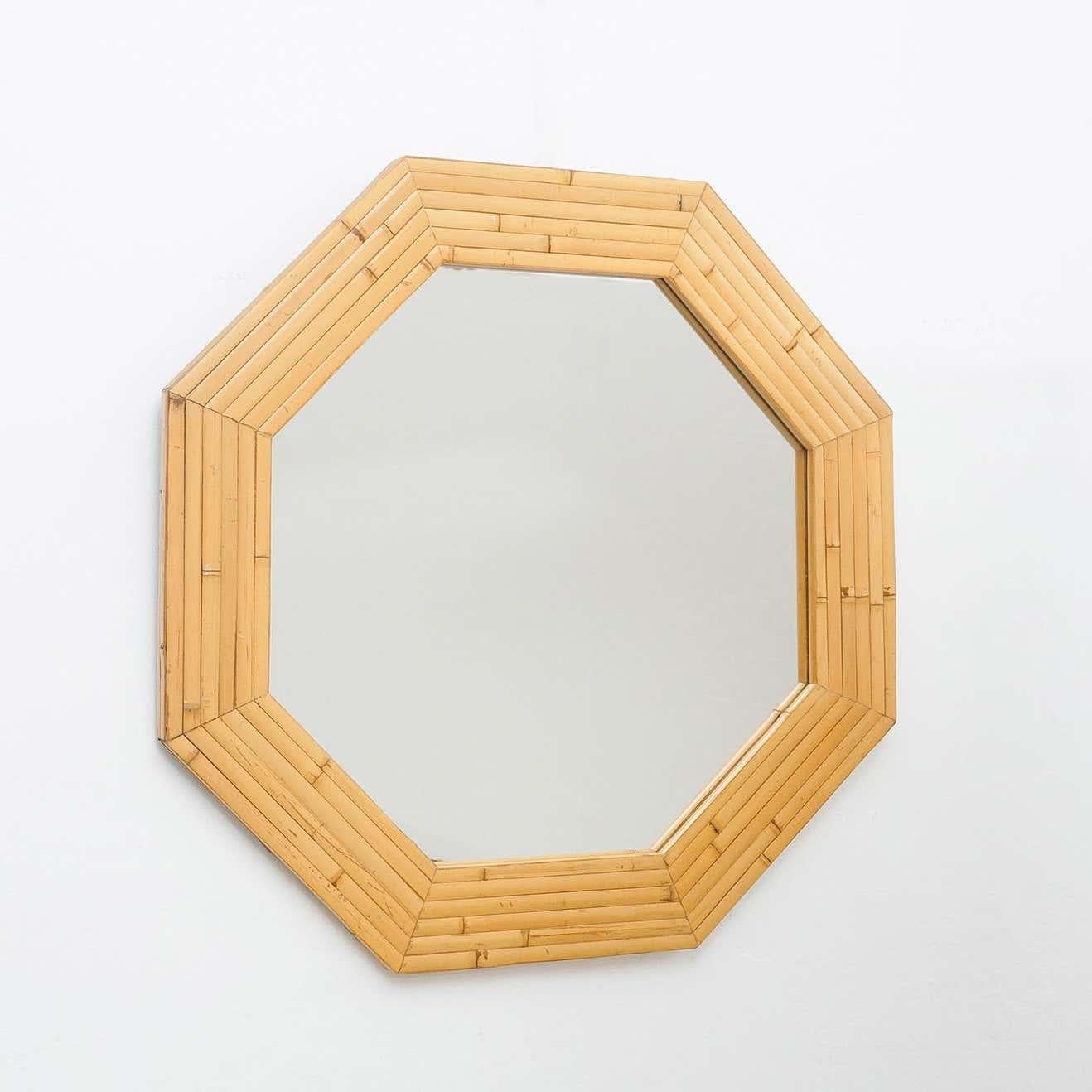 Mid-Century Modern French Bamboo Mirror, circa 1960 In Good Condition In Barcelona, Barcelona