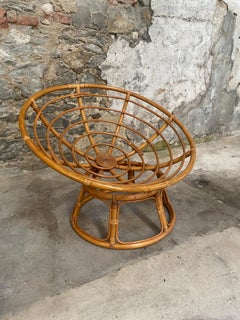 Mid-Century Modern French Bamboo "Papasan" Lounge Chair, 1970s