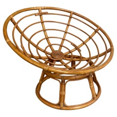 Sedia da salotto francese in bambù "Papasan" di metà secolo, anni '70