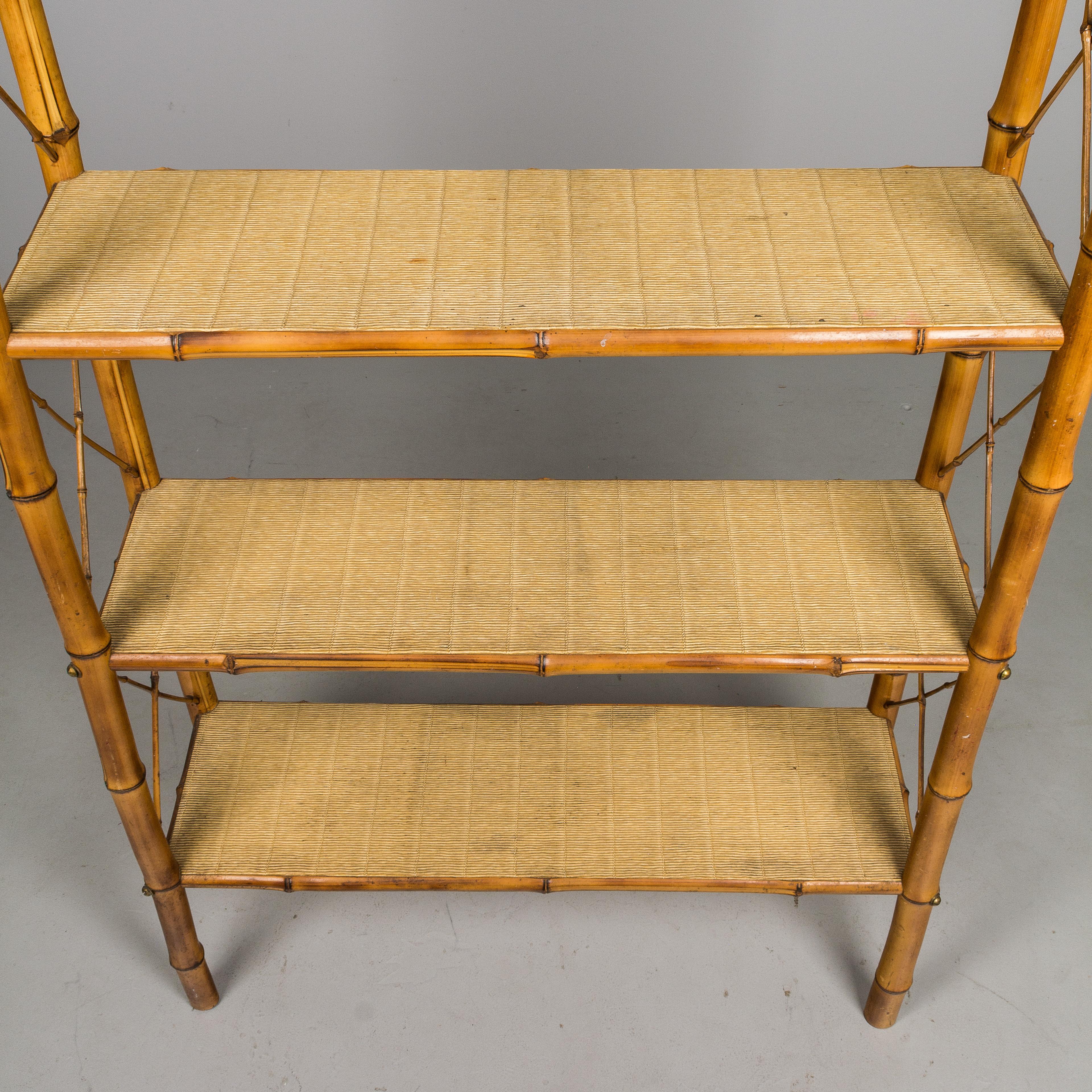 Mid-Century Modern French Bamboo and Rattan Étagère 2