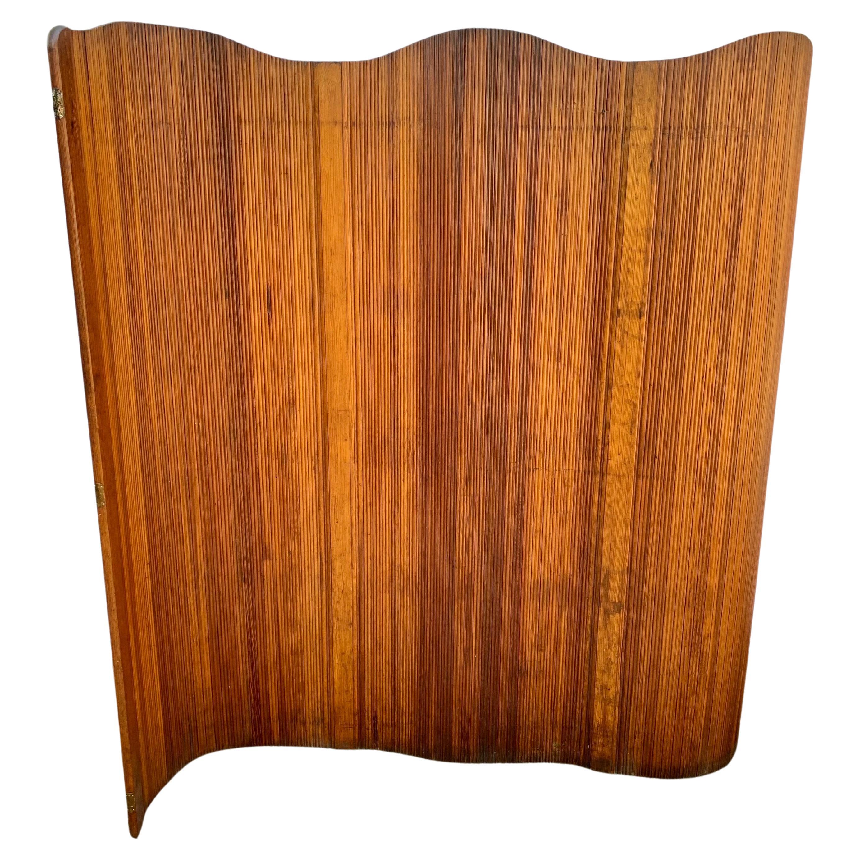 Mid Century French Baumann Paravent Paris Pine Folding Screen Room Divider For Sale