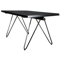 Mid-Century Modern French Black Lacquered Metal Table or Desk