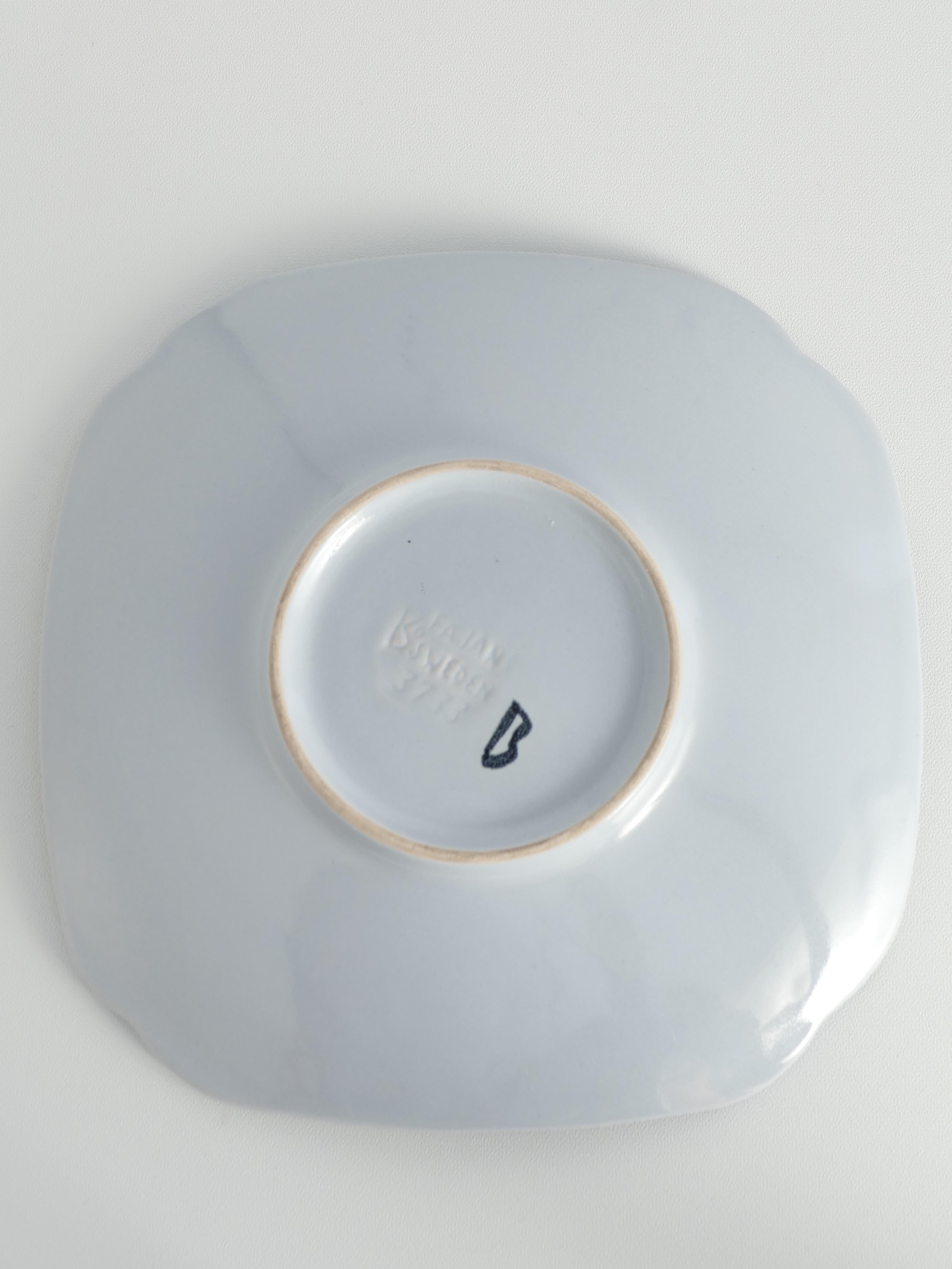 Mid-Century Modern French Blue Plate by Eva Jancke-Björk for Bo Fajans, Sweden For Sale 1