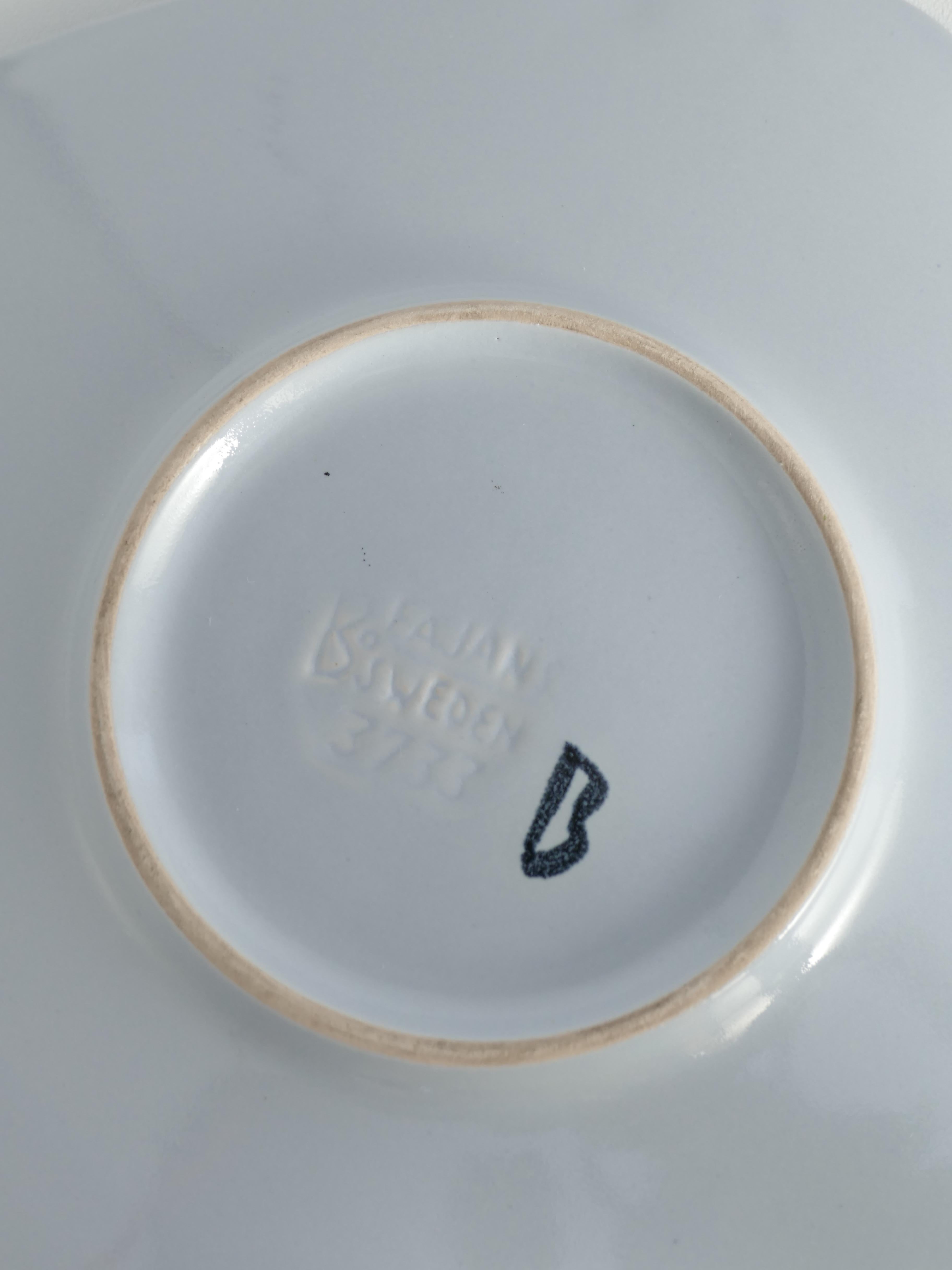 Mid-Century Modern French Blue Plate by Eva Jancke-Björk for Bo Fajans, Sweden For Sale 2
